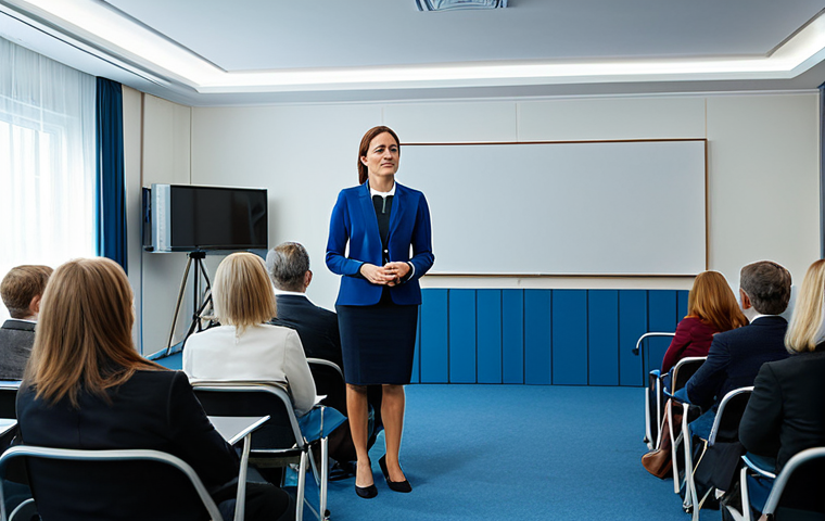 **
"A confident psychologist, Elena Petrova, giving a presentation at a Moscow conference on family therapy, professional setting, audience visible, natural lighting, fully clothed, appropriate attire, safe for work, professional photography, perfect anatomy, natural pose, high quality, family-friendly."
**