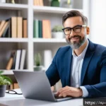 Home 22 상담심리사 채용 공고 트렌드 분석 - A professional psychologist conducting an online therapy session in a modern home office, using a la...