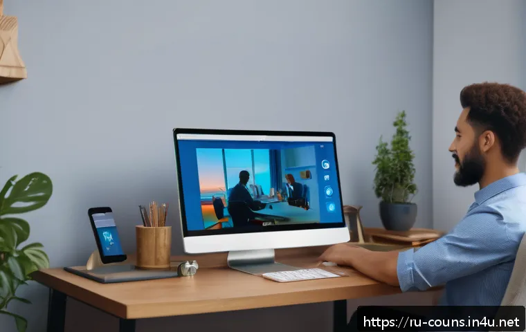 상담심리사 관련 최신 연구 동향 - A professional psychologist conducting an online counseling session via video conference on a sleek,...